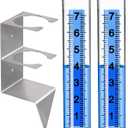 Rain Gauge,Rain Gauges Outdoors Best Rated with Stainless Steel Mounting Rack Holder,Freeze Proof Plastic Replacement Tube,Large Numbers,Rain Measure Gauge for Yard Garden Fence Lawn Patio Farm (7")