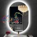 S'bagno 24 x 36 LED-Oval-Bathroom-Mirror with Bluetooth Speaker, Wall-Mounted-Lighted-Mirror, Anti-Fog Dimmable Waterproof Vanity Mirror with Touch Switch with Lights, 3000K/4000K/6500K