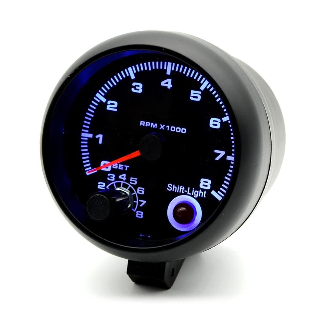 Geevorks 3.75'' 12V Automotive Replacement Tachometers 0-8000RPM Blue Light, RPM Tachometer for 1-8 Cylinder Gasoline Vehicles, 1-2 Cylinder New Motorcycles
