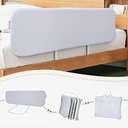 Q-MIULIKE Baby Bed Rail for Toddlers Portable Foldable 27 Height Adjustable Travel Toddler Bed Rails Easy to Install Suitable for Full King Queen Twin Bed Sizes (Grey 47 Inch, 1 Piece)