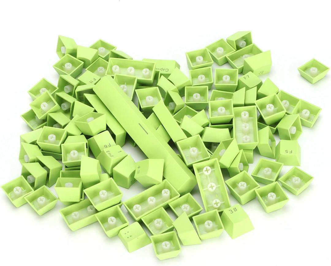 ASHATA PBT Keycaps, 108 Keys Colorful PBT Keycap Set for Mechanical Keyboards, Ergonomic Design Oil Game Keycap for 61/64 / 87/104 / 108 Key Mechanical Keyboard (Green)