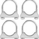1.25" U Bolt Clamp, Muffler Exhaust Clamps,1-1/4 Inch Saddle Style Heavy Duty Mild Steel(4-Pack)