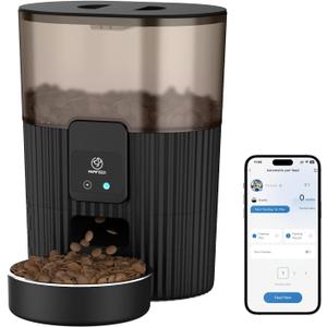 PAPIFEED Automatic Cat Feeder with App, 2.4G WiFi Cat Food Dispenser, 3L Slow Feeder Timed Cat Feeders for Dry Food, 10 Meals/Day, 6 Portions/Meal, Dual Power Supply Smart Pet Feeder for Small Dog