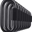 BEWISHOME D Shape Locking Carabiner, Black Quick Links Chain Links, Heavy Duty Durable Chain Connector,Black HDK03 (Black 8 PCS)