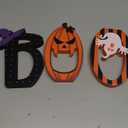 COCHIE BOO Signs Halloween Table Decorations Indoor, Retro Halloween Black Orange Tiered Tray Decor Set of 3, Wooden Happy BOO Day Decoration Sign for Party Home Shelf Display (Ghost)