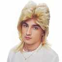 Mullet Wigs for Men Joe Dirt Emo Wig 80s Costumes Fancy Party Accessory Cosplay Wig Halloween Man x (Light Blonde)