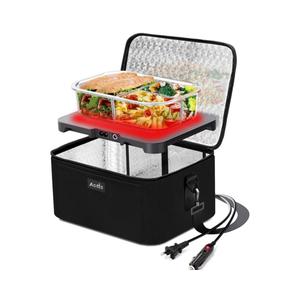Aotto Portable Oven, Electric Lunch Box Food Heater - 12V/24V/110V 3-in-1 Car Food Warmer - Mini Personal Microwave Heated Lunch Box Warmer for Car, Truck, Travel, Office & Home Use - Black