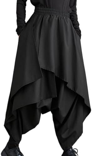 ellazhu Women's Drop Crotch Harem Skirt Pants Baggy Elastic Waist Irregular Trousers GZ29 A No Size