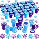 36 Pieces Snowflake Stamps Winter Stamps Bulk Plastic Colored Self Ink Assorted Snowflake for Card Making Christmas Party Favors, 6 Styles(Dark Blue, Light Blue)