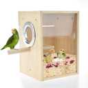 Bird Nest Box Parakeet Breeding Nest Box Bird Nest House Wooden Acrylic Transparent Breeding Box for Finch Lovebirds Cockatiel Budgie Conure Parrot (Large)
