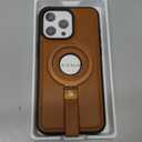 Butaiga for iPhone 12 Pro Max Leather Case with Stand, Anti-Slip Grip Ring, Fits for MagSafe (Brown, iPhone 12 Pro Max)