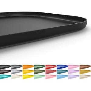 SMILOOL Silicone Pet Feeding Mat with Raised Edge for Food and Water, Dog Bowl Mats, Cat Bowls Placemat with High Lip for Floor Waterproof, Rubber Tray for Cats and Dogs 24 x 16 x 0.8 Black