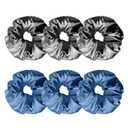 Luxurious Satin Scrunchies for Women,Soft Hair Ties for Gentle Hair Care, No Damage, No Crease, Suitable for All Hair Types (Blue-Black)