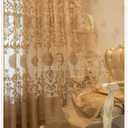 Amidoudou 1 Pair Luxury European Sheer Curtains Hollow Embroidered Tulle Curtains for Bedroom Living Room (Gold,54x84 Inch)
