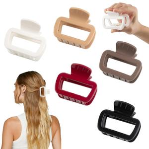5-Pack 2.5inch Small Square Silicone Hair Claw Clips, Soft Mini Cloud Hair Clamps for Women and Teens, Non-Slip Cozy Clips for Thin to Medium Hair, 5 Colors