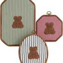 Novabright 3 Pack Handmade Vintage Teddy Bear Wall Art Nursery Canvas Print, Cute Teddy Bear Room Decor for Baby Shower Favor Bedroom Decor