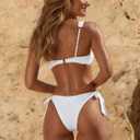 MIKETAI Women's Triangle Bikini Sets Two Piece Swimsuit Sexy Side Tie Cheeky Bathing Suits (White, S)