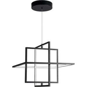 Modern LED Chandelier Led Pendant Light Square Contemporary Chandelier Hanging Light Dimmable for Living Room, Dining Room, Bedroom, Kitchen, Stydy Room 90W 6000K Cool Light (Black)