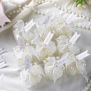 Nuanchu 30 Sets White 1.6" Small Mini Bubble Candles Wedding Favors Gifts for Guests Aesthetic Decorative Bubble Candles Bridal Shower Favor with Thank You Card Ribbon for DIY Baptism Gift