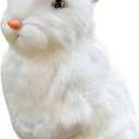 9.25 Inch Plush Rabbit Faux Fur Lifelike Hare Easter Bunny Simulation Toy Home Decoration Gift (White)