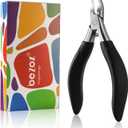 BEZOX Ingrown Toenail Clippers - Precision Thick Toe Nail Clipper for Ingrown and Curly Nails, Comfort Grip Fingernail Clipper, Ergonomic Handle Toenail Scissors for Seniors (Black)