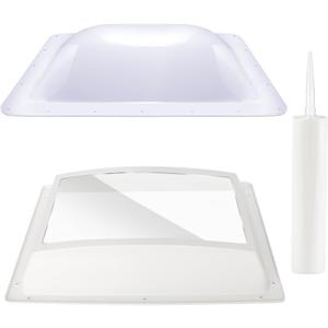 RV Skylight Replacement Bundle,18" x 26" RV Shower Skylight Cover Outer Dome Fit 14" x 22" Openings for Camper Motorhome Bathroom,Inner Dome with Window 14" x 22"+Polyurethane Adhesive Sealant,White