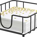 Metal Cocktail Napkin Holder for Bar, Flat Napkin Holder Caddy for Cocktail Napkins and Beverage Napkins, 5.7" x 5.7" x 2.2" Inside Size (Black)