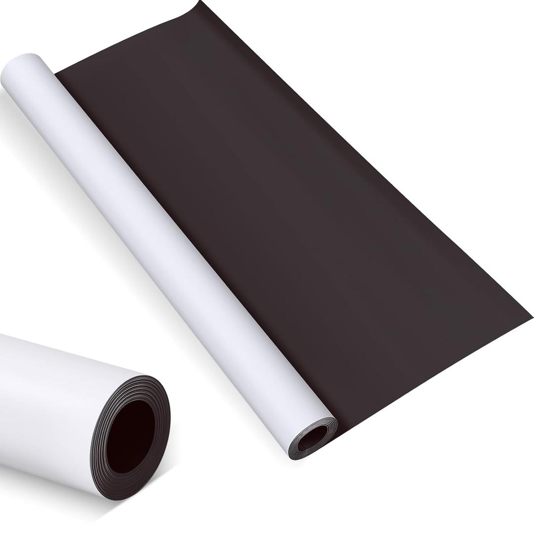 Amylove Blank White Surface Magnet Sheets 24 Inch x 25 Feet, 22 Mil Magnetic Roll Printable Flexible Vinyl Blank Magnetic Sign Sheet Safe for Vehicles DIY Craft Project