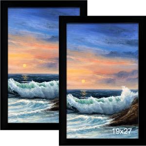 LUCKYLIFE 19x27 Picture Frame, Wall Hanging Poster Frames, Display Pictures 19 x 27 without Mat, Pack of 2, Black
