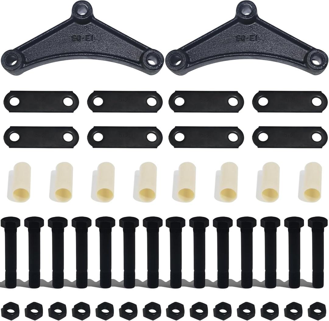 iBroPrat Trailer Shackle Kit,Single Trailer Axle Shackle Kit for Double Eye Spring 3,500 lbs-5,200 lbs 2 Packs (2Pcs EQ-E1 Equalizer,14Pcs Nuts and Bolts)