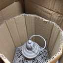 JHY DESIGN Set of 2 Decorative Candle Lanterns 22"&17" H Vintage Metal Candle Holder for Garden Indoor Outdoor Parties Weddings Patio Home Decor(Grey with Black Brush)