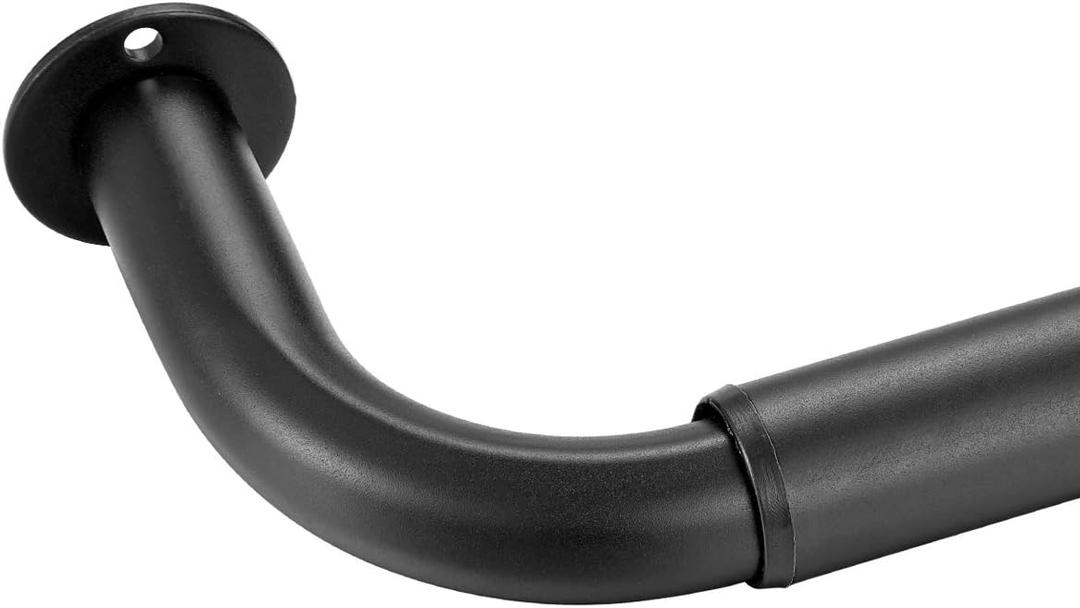 Room Darkening Curtain Rod, Wrap Around Design, Extra-Thick 1-Inch Diameter Single Drapery Rod, Extendable Metal Rod Set for the Blackout Curtains and Sheer (Matte Black, 28-48")