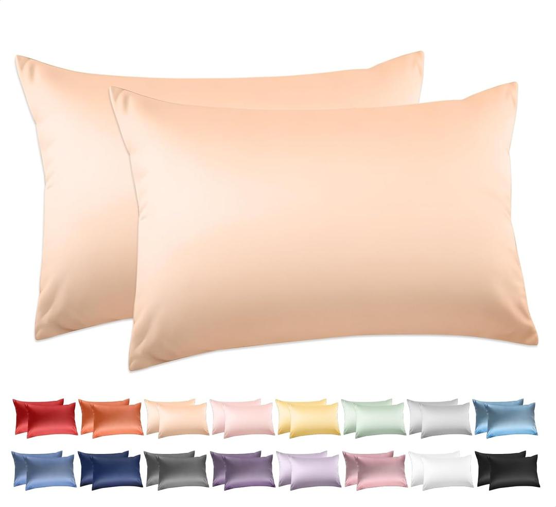 100% Cotton Standard Pillowcases Set of 2, Deep Dream 600 Thread Count Pillow Cases, 20x26 Inches, Super Soft and Breathable Envelope Closure (Champagne) 