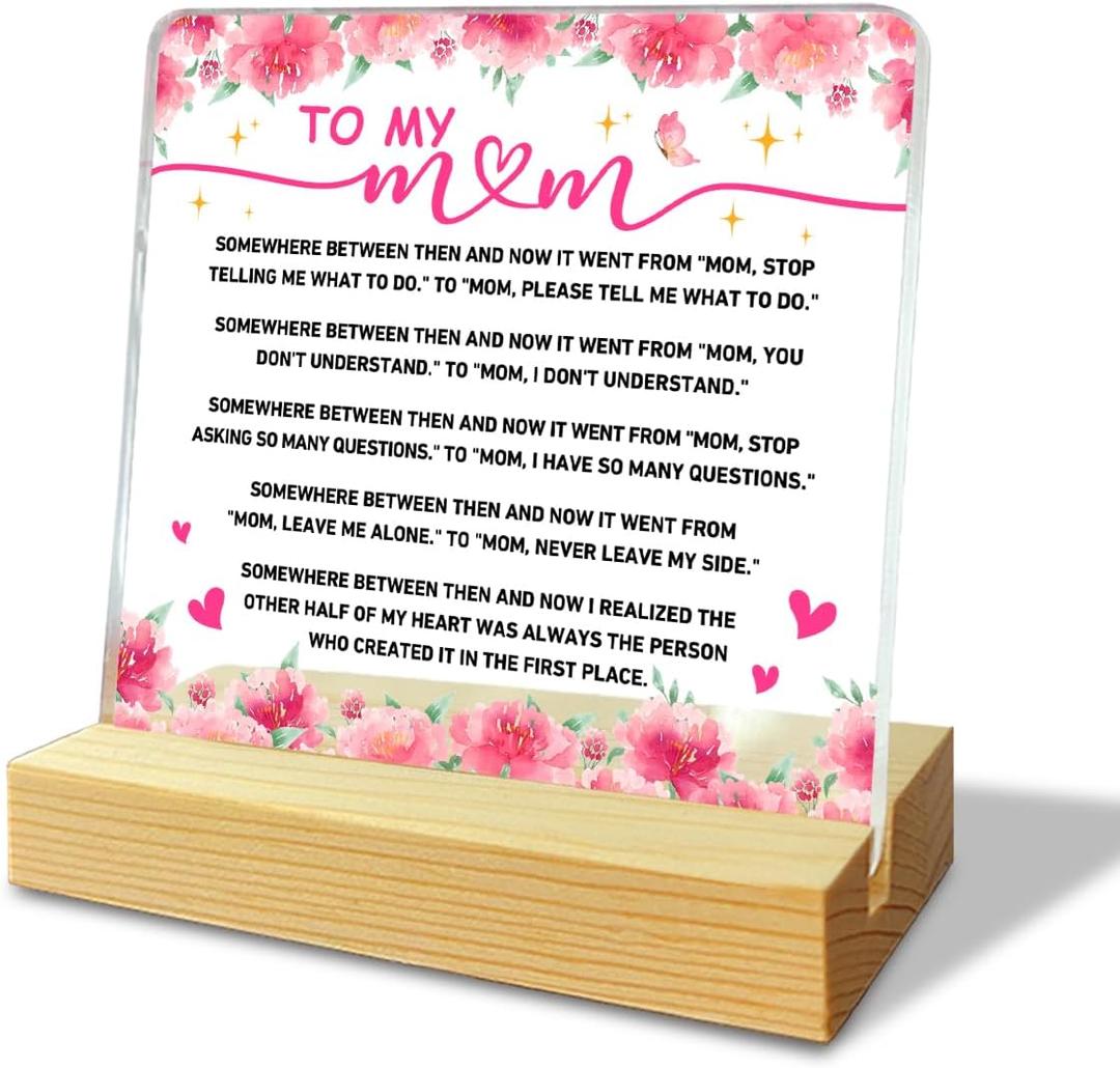 Mom Gifts from Daughter, Mothers Day Gifts for Mom, Mom Birthday Christmas Grateful Valentines Gifts, Mom Acrylic Decor Plaque Sign, Best Mom Ever Gifts, Mom Never Leave My Side