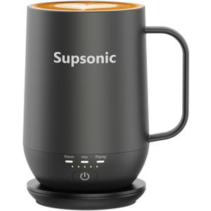 Supsonic - 16oz Self Heating Coffee Mug, Smart Heated Coffee Mug Faster Direct-Contact Heating Up to 149°F, Coffee Mug Warmer Set with Auto Shut-Off - Gifts for Men Women | S2