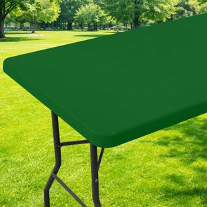 Moosfor Spandex 6 Foot Rectangle Table Cloth, Elastic Fitted Tablecloths for Picnic, Stretch Washable Patio Table Cover for Outdoor, Camping, Banquet and Parties (Emerald Green, 30"x72")