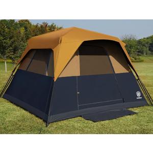 EVER ADVANCED 6 Person Camping Tent, Blackout Design Tent for Camping Instant Cabin Tents for Family with Rainfly, 60s Easy Setup, Water-Resistant, 108 x 108 x 73"