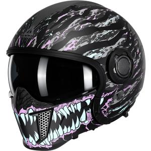 TRIANGLE Full Face Motorcycle Helmets,Off-Road Motocross Helmet for Men & Women,Dual Visor with Internal Tinted Sunshield,Open Face 3/4 Adult Racing Helmet DOT Approved(XL)