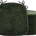 D-Shaped Chair Cushions for Dining Chairs, 2.5 Thick Chair Pads with Washable Comfortable Textured Cover, Non Slip Kitchen Chair Cushions with Ties, 16.5" x 16.5", 4 Pack, Green