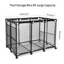 JEFEE Pool Storage Bins Rolling Pool Safety Storage Cart Standard Noodles Holder Organizer Container with Nylon Mesh, for Pool Floats Storage, Pool Toys Storage,Large Capacity Storage Bins 50.2"