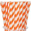 Packs Orange Biodegradable Striped Paper Straws, Disposable Drinking Straws for Birthday Carnival Summer Pool Party Wedding Baby Shower Halloween Christmas Party Decoration Supplies