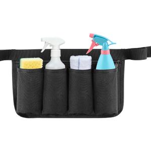 Tool Pouch, Waist Tools Bag Belt, Bottle Holster, Heavy Duty Working Tool Apron for Janitorial, Custodial, Housekeeping, Cleaning (F)