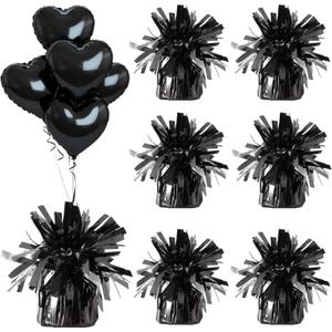 Aluminum Foil Balloon Weights for Parties (6 pcs) - 0.31lb (140g) Each - Premium Balloon Anchors for Birthday, Wedding, Dinner, Indoor & Outdoor Decorations(Black 6pcs)