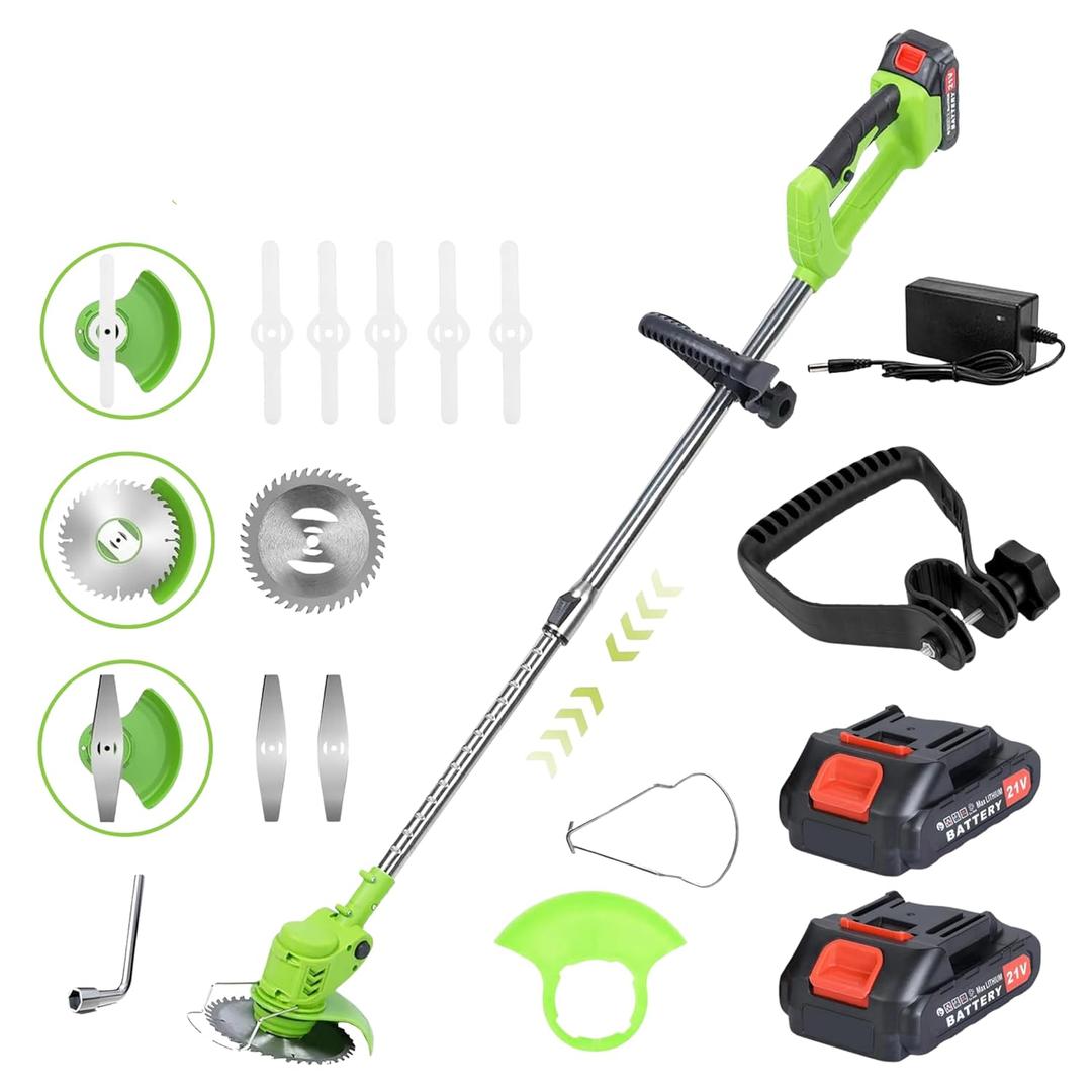 Neptune Simplify Farming 21V Cordless Grass Cutter | 15cm Cutting Width | 2-in-1 Brush Cutter & Trimmer | Dual Rechargeable Battery | Adjustable Height | 3 Types Blade for Garden & Farm Use