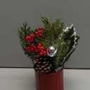 BellDesigns Artificial Flower with Red BucketChristmas centerpieces for Tables,Pre-lit Artifical Small Tabletop Christmas Tree with USB Power for Home,Office and Holiday Table DIY Christmas Dcor