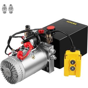 Mophorn Hydraulic Power Unit 8 Quart Hydraulic Pump Double Acting Hydraulic Power 12V DC with Metal Oil Reservoir Hydraulic Pump Power Unit for Dump Trailer Car Lifting