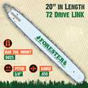 FORESTER 20" Replacement Chainsaw Bar & Chain Combo - 20in Length, 3/8 Pitch, .050 Gauge, D025 Mount, 72 Drive Link - Replacement Chain Saw Parts Kit For Stihl