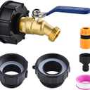 275-330 Gallon IBC Tote Tank Adapter,3-Size IBC Tote Hose Adapter, 2.44" Fine, 2 "Fine, and 2" Coarse Thread,3/4" Male NPT Inlet 3/4" Male GHT Lead-Free Brass Hose Faucet Garden Hose Connector