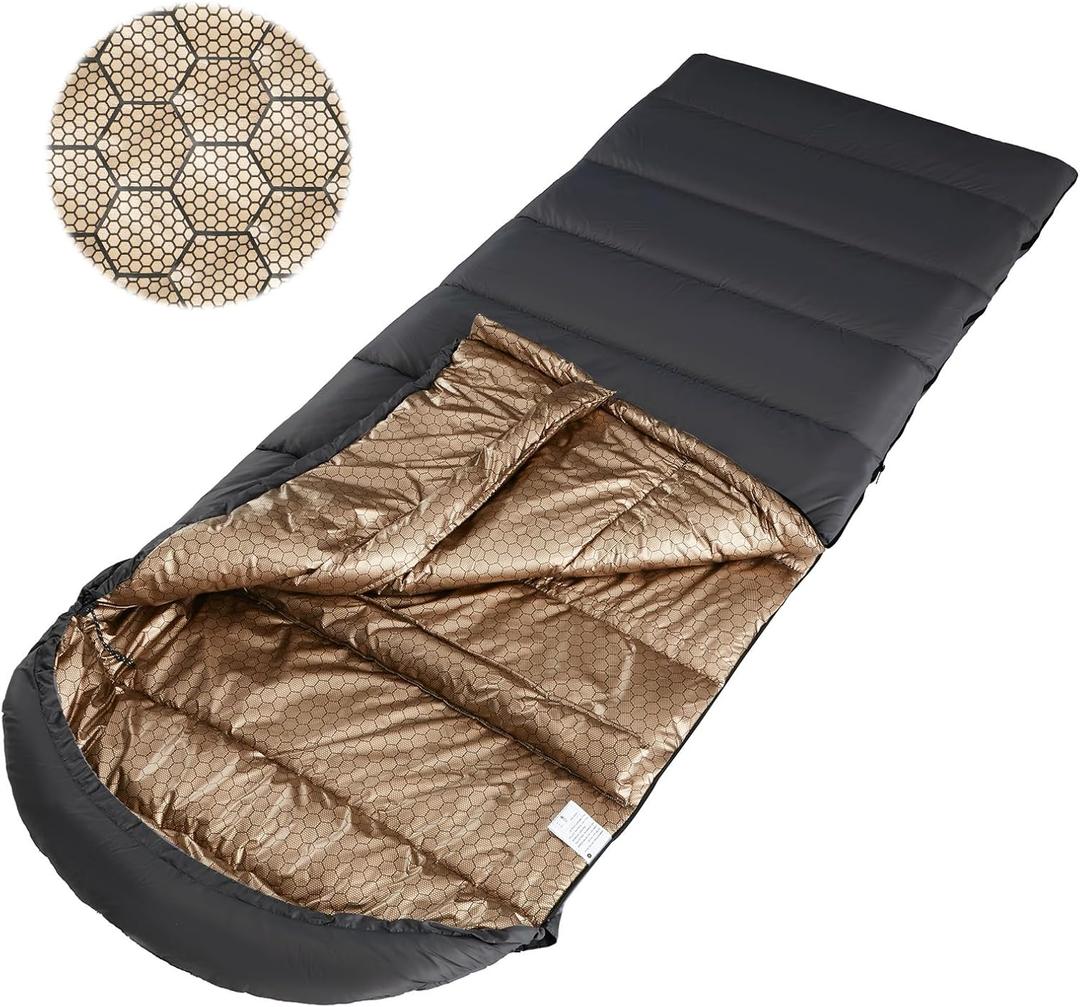 WILDROOTS Warm Sleeping Bags for Adults, Backpacking Lightweight, Cold Weather Sleeping Bag for Warm Camping Hiking Outdoor, Travel Hunting with Compression Bags (black)