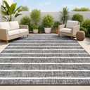 JONATHAN Y Berber Stripe Indoor Outdoor Area Rug 3X5 Black/Ivory, Colonia for Backyard, Patio, Porch, Easy-Cleaning, High Traffic, Pet-Friendly, Non-Shedding (SMB125E-3)